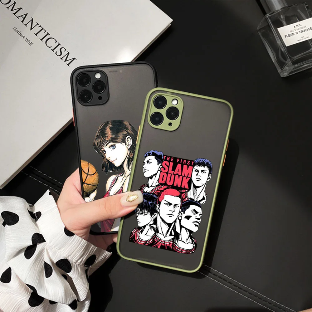 For Redmi Note 10 Pro 10s 9 9s 8 8t 7 a1 a2 9a 9c 10a 10c Xiaomi Mi 10t 9t Slam Dunk Frosted Translucent Black Phone Case