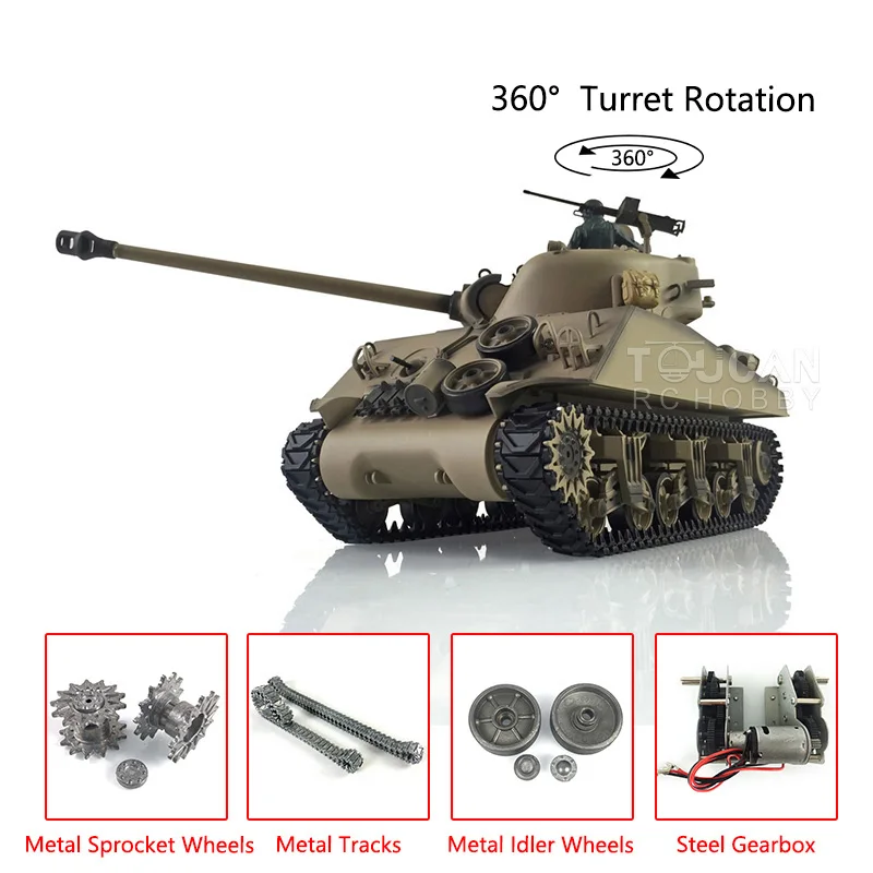 HENG LONG 1/16 Scale 7.0 Upgraded M4A3 Sherman RTR RC Tank 3898 W/ 360° Turret TH19784-SMT4