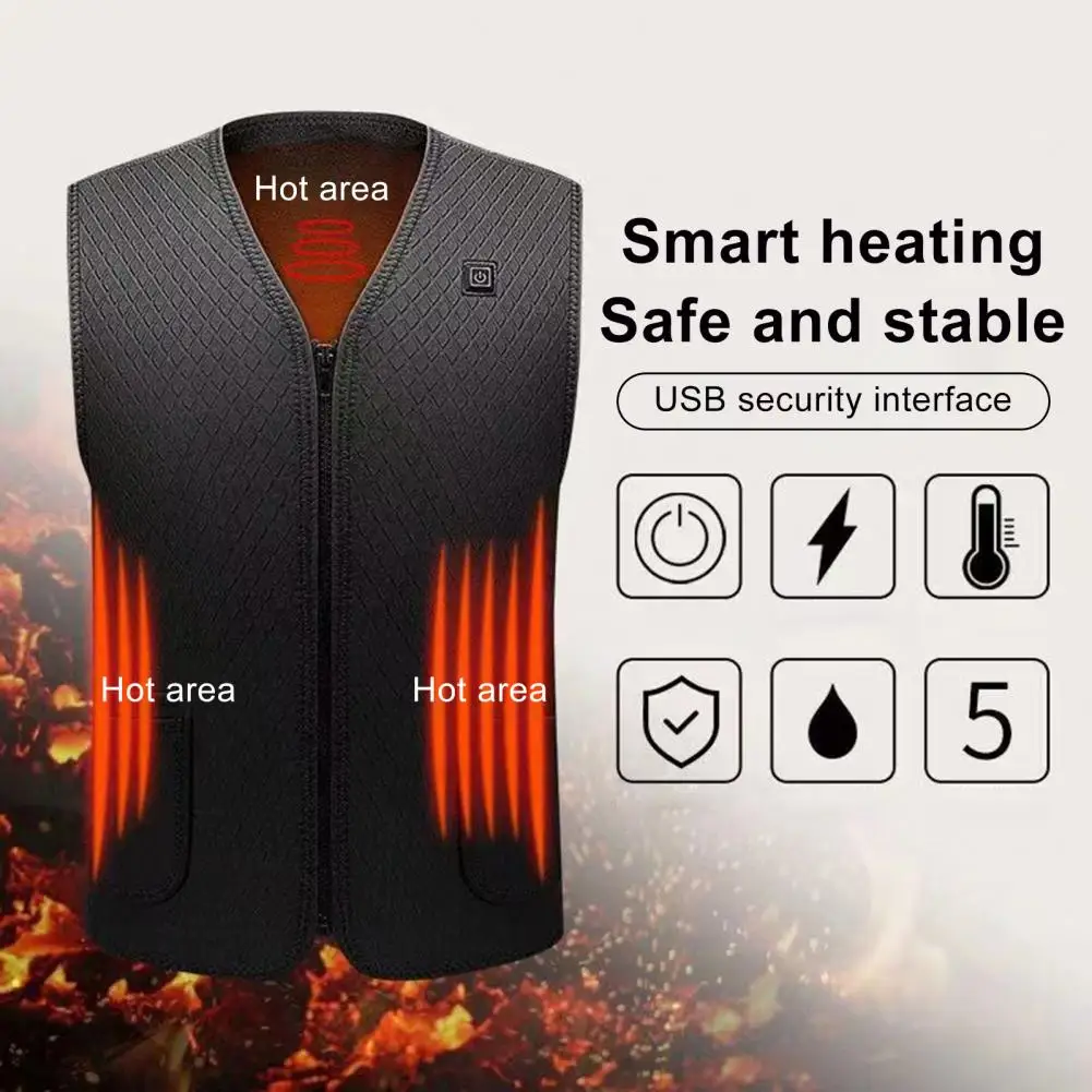 7 Area Heating Vest Men/Women Casual V-neck USB Heated Vest Smart Control Temperature Heating Jacket Cotton Coat Winter Hunting