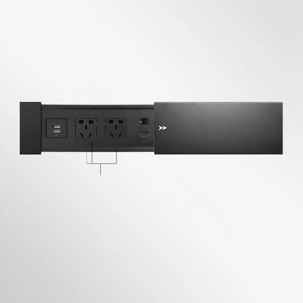 Recessed Desktop Socket Sliding Cover Pop Up Power Strip Office Furniture Charging Hub Wireless Station Wiring Solution