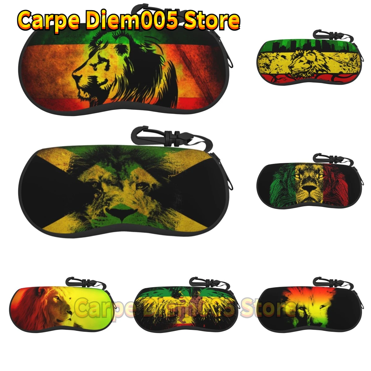 

Rasta Lion2 Sunglasses Soft Zip Case Eyeglass Cases with Belt Clip