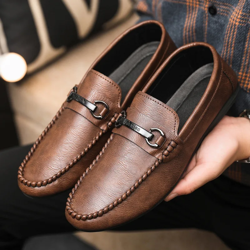 

Men's Casual Shoes High Quality Loafers 2025 Slip on Business Dress Shoes Breathable Men Driving Shoe Pu Leather Flat Men Shoes