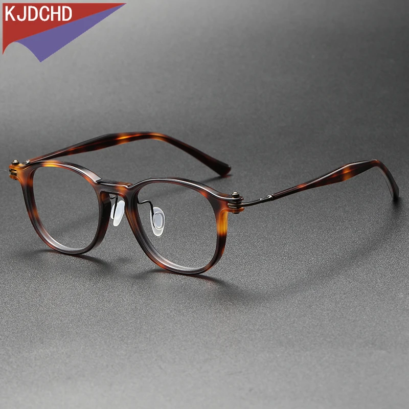 

2023 Acetate Titanium Eye Glasses Frame Men Vintage Round Prescription Eyeglasses Frames Women Optical Spectacles Korean Eyewear