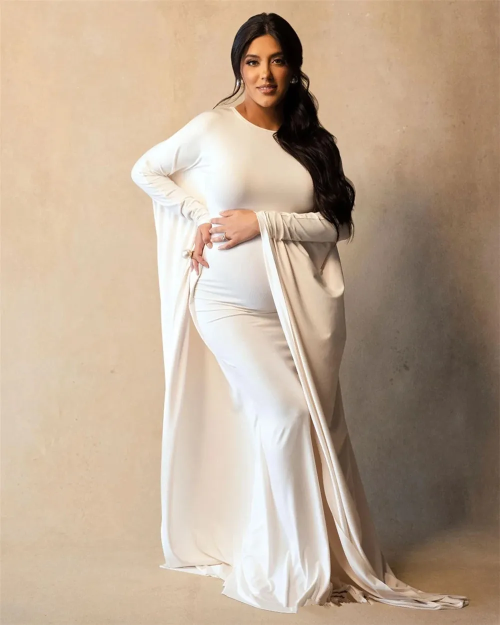 Women Pregnancy Photoshoot Casual Gown Elegant Batwing Sleeve Maternity Cocktail Party Bodycon Maxi Long Mermaid Evening Dresses