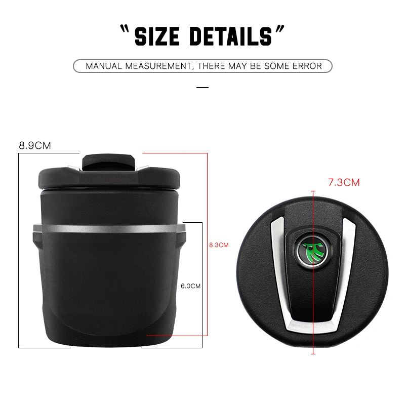 Auto LED Portable Multifunctional Ashtray Car Accessories For Skoda Rapid Fabia Superb Kamiq Octavia Kodiaq Karoq Scala Interior