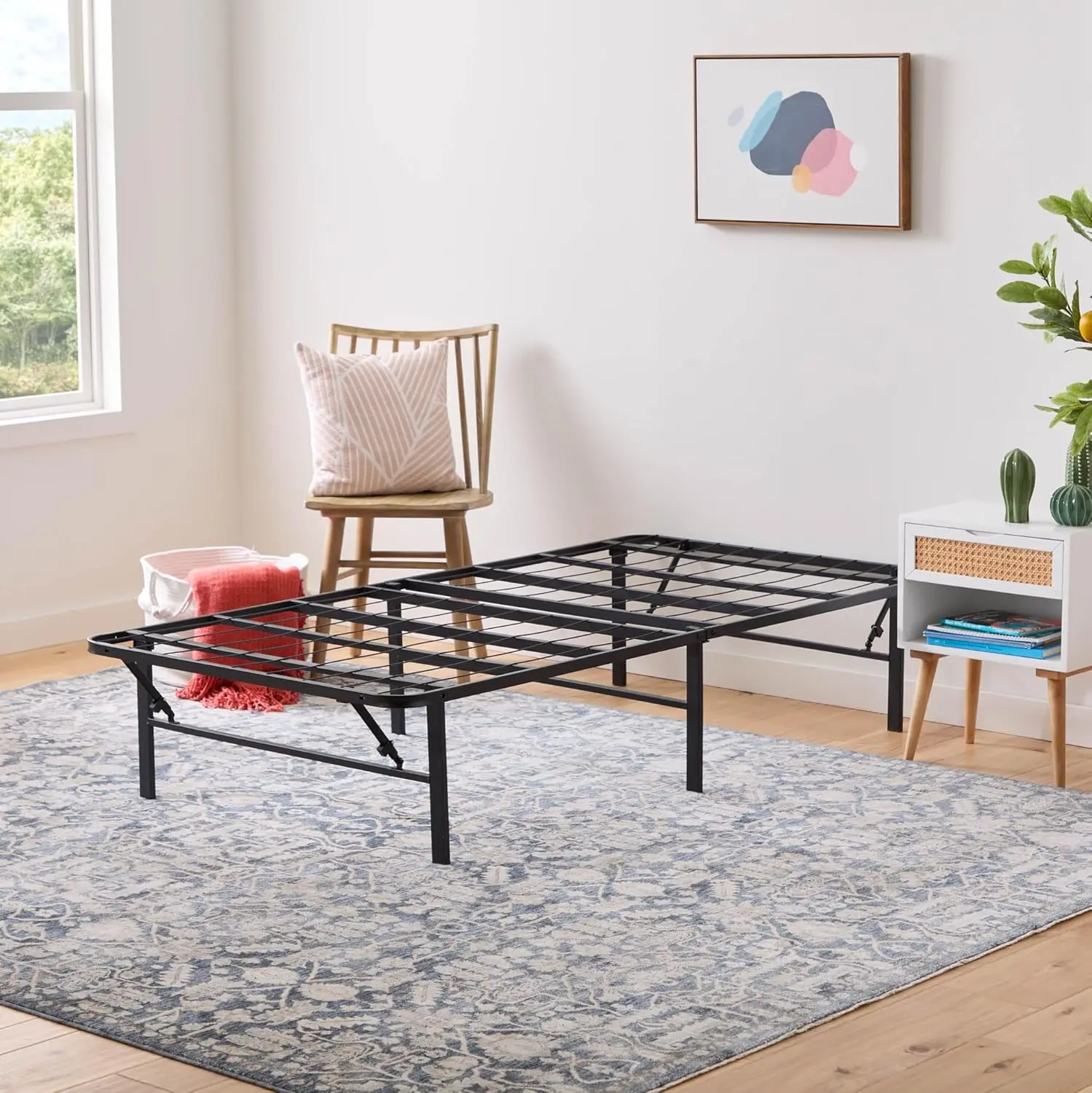 

Linenspa Folding Metal Platform Bed Frame - No Box Spring Needed - Underbed Storage - Simple Tool Free Assembly - Mattress