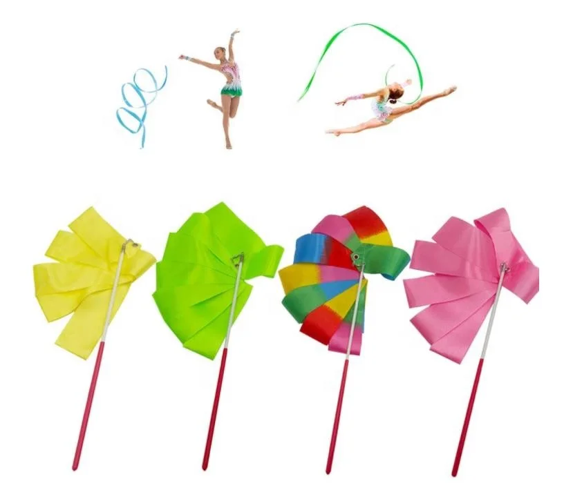 

Dance Ribbon Streamer 6.5 FT Long Rhythm Ribbons Wand Twirling Artistic Gymnastics Sticks Party Favors Colorful