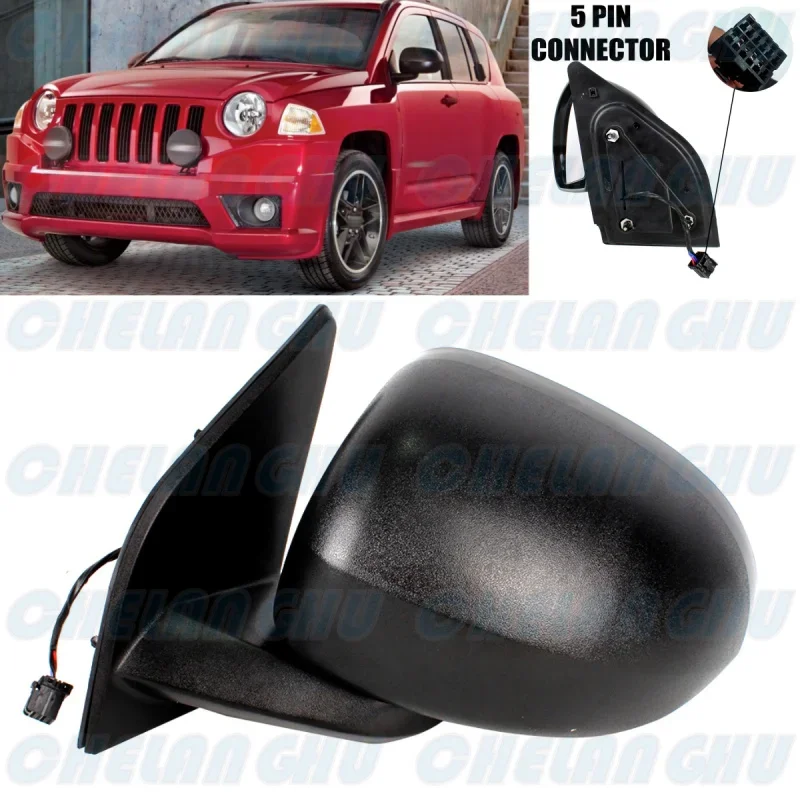 

Left Side 5 Pins Satin Black Power Adjust Mirror Assembly For Jeep Compass 2007 2008 2009 2010 2011 2012 2013 2014 2015 2016