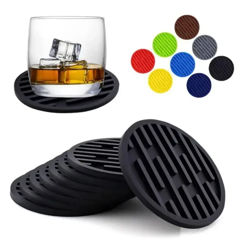 10cm Silicone Coasters Round Heat Resistant Rubber Tea Cup Mat Drink Coffee Mug Glass Beverage Holder Pad Decor Table Mat