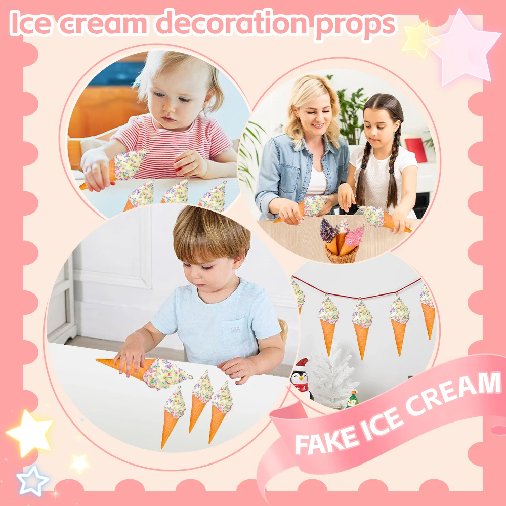 

1 pc Simulated Ice Cream Artificial Lifelike Ice Cream Fake Ice Cream Food Model for Home Kitchen Cabinet Desk Shops Party Decor