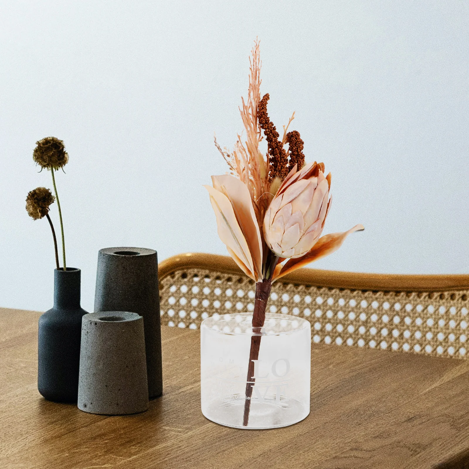 

Modern Round Transparent Glass Flower Vase Creative Desktop Vase for Home Office Garden Decoration Glass Flower Vases