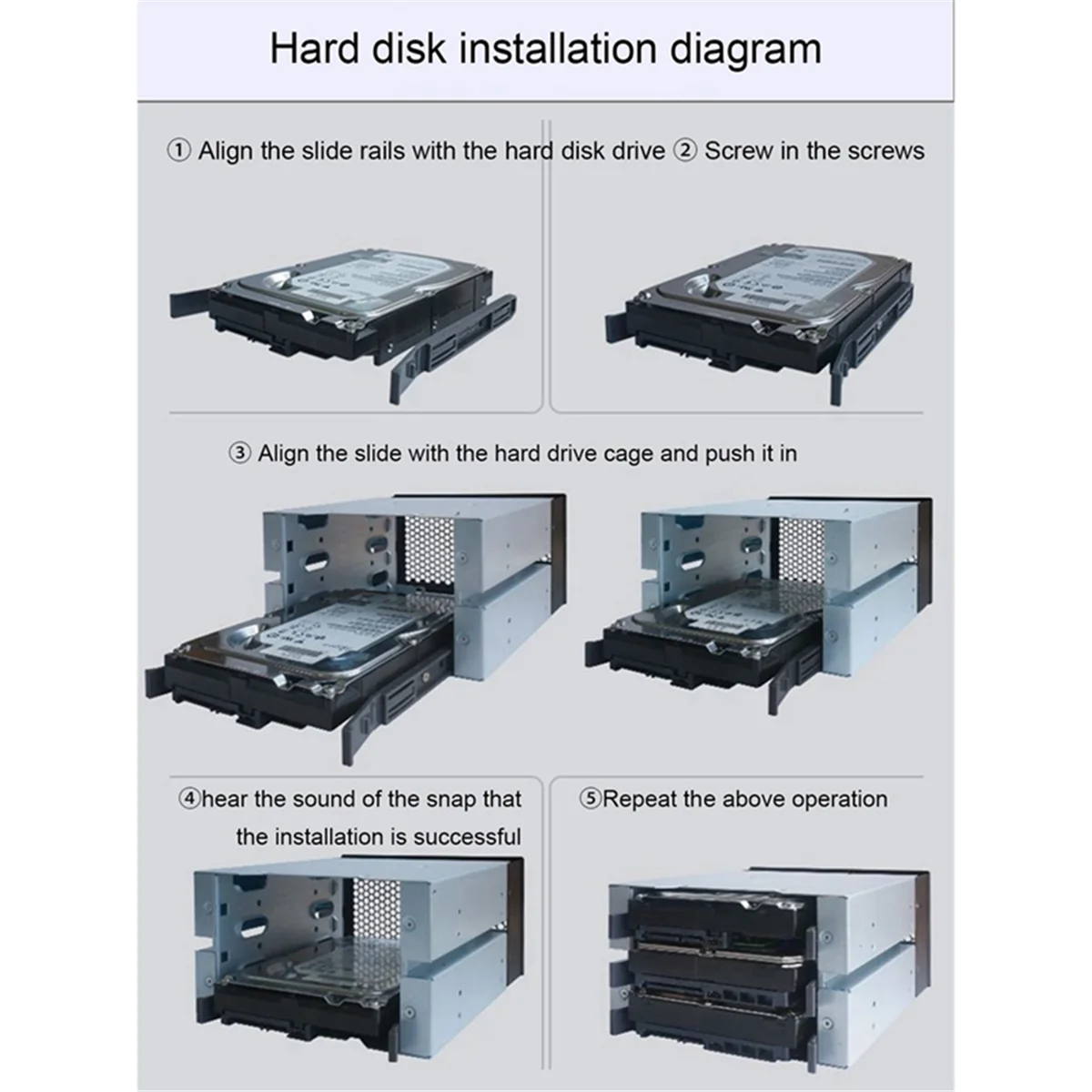 Y06A 3.5 Inch HDD Cage Rack Hard Driver Tray Hard Drive Cage Support 3 HDD Hard Disks