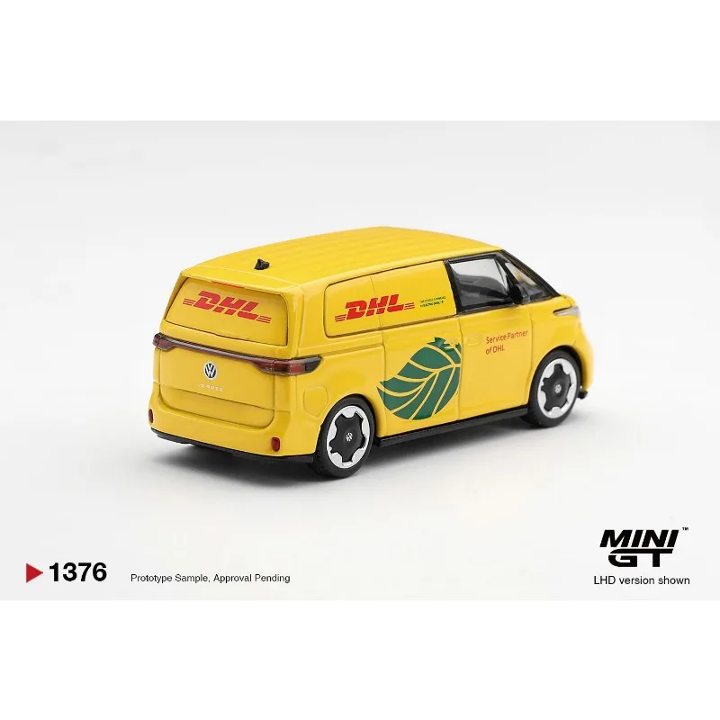MINIGT 1:64 Volkswagen ID. Buzz DHL Electric Die Casting Alloy Car Model Male Toy, Desktop Decoration.