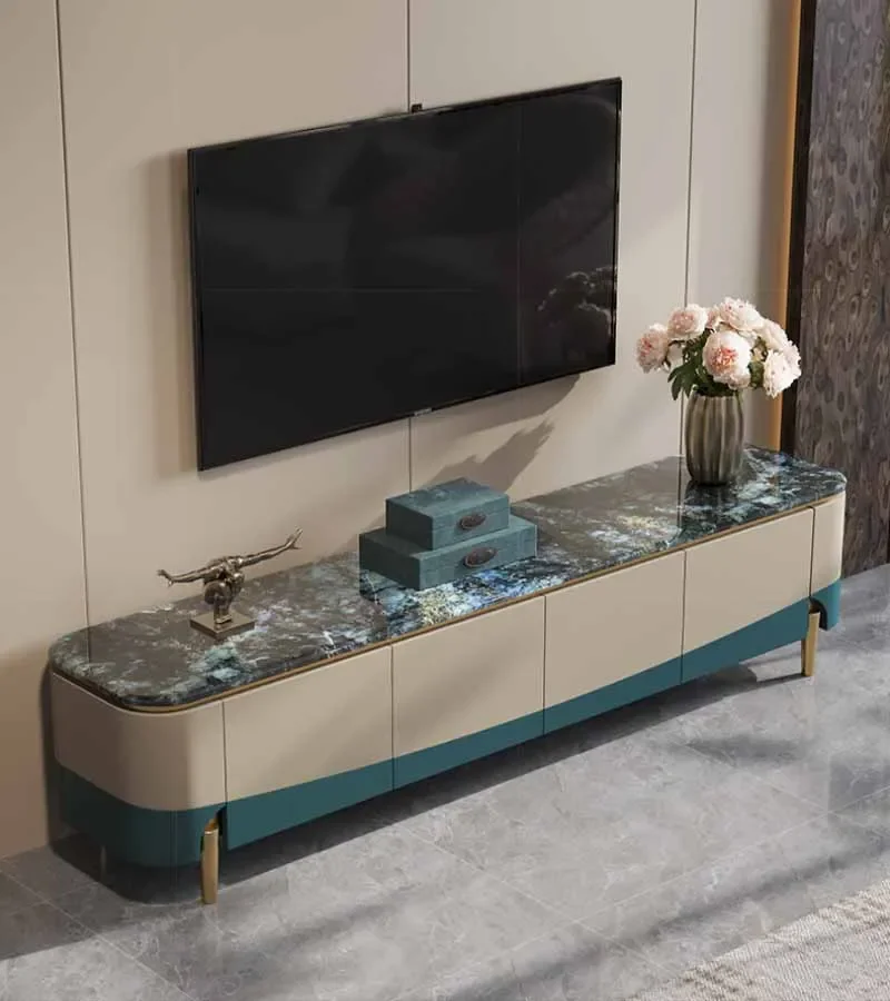 

Light luxury TV cabinet, small unit, marble designer, custom furniture, modern and fashionable Italian high-end floor cabinet co
