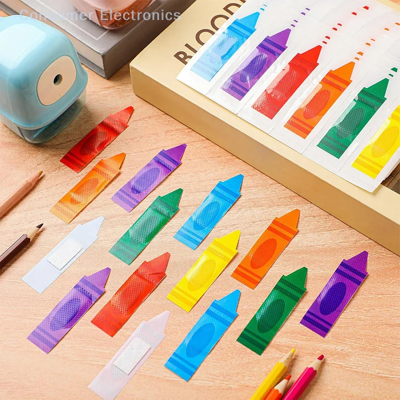 10pcs Candy Colored Cartoon Pencil Shape Waterproof Wound Dressing Wound Band Aid Hemostasis Bandage Bandaids Emergency