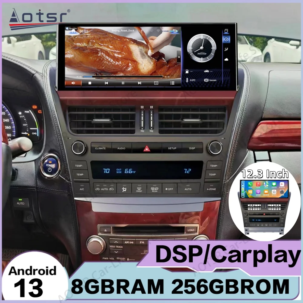12.3 Inch For Lexus LS460 LS600 2006~2012 Multimedia Android 14 Auto Carplay Car Radio Receiver GPS Navigation Stereo Head Unit
