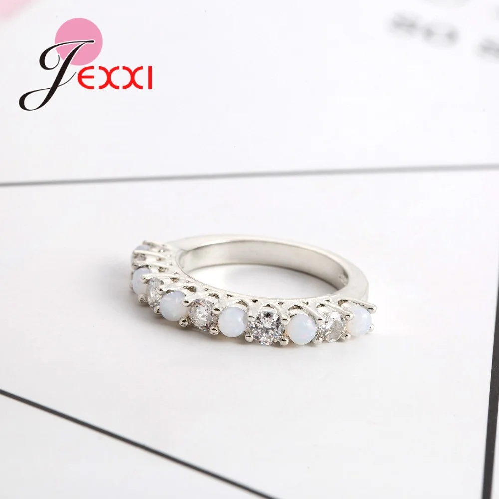 عالية الجودة النساء الإناث مجوهرات الزفاف الطرف 925 فضة البنصر مع كامل AAA أوبال زركونيا مكعب #3