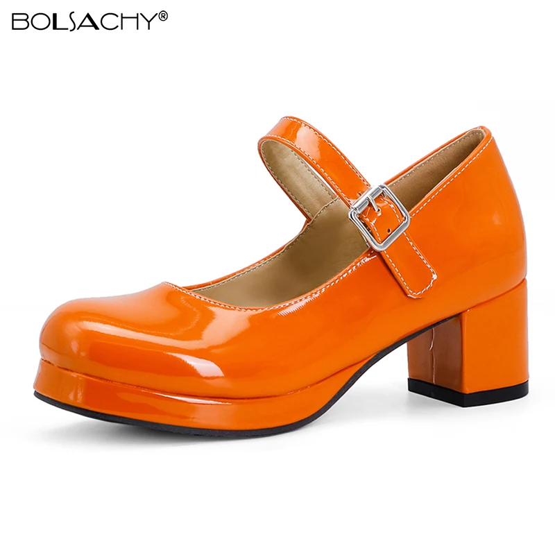 2026 Women's Gogo Pumps Square Toe Jelly Shoes Classic Shallow PU Leather High Heels Mary Jane Party Dress Footwear