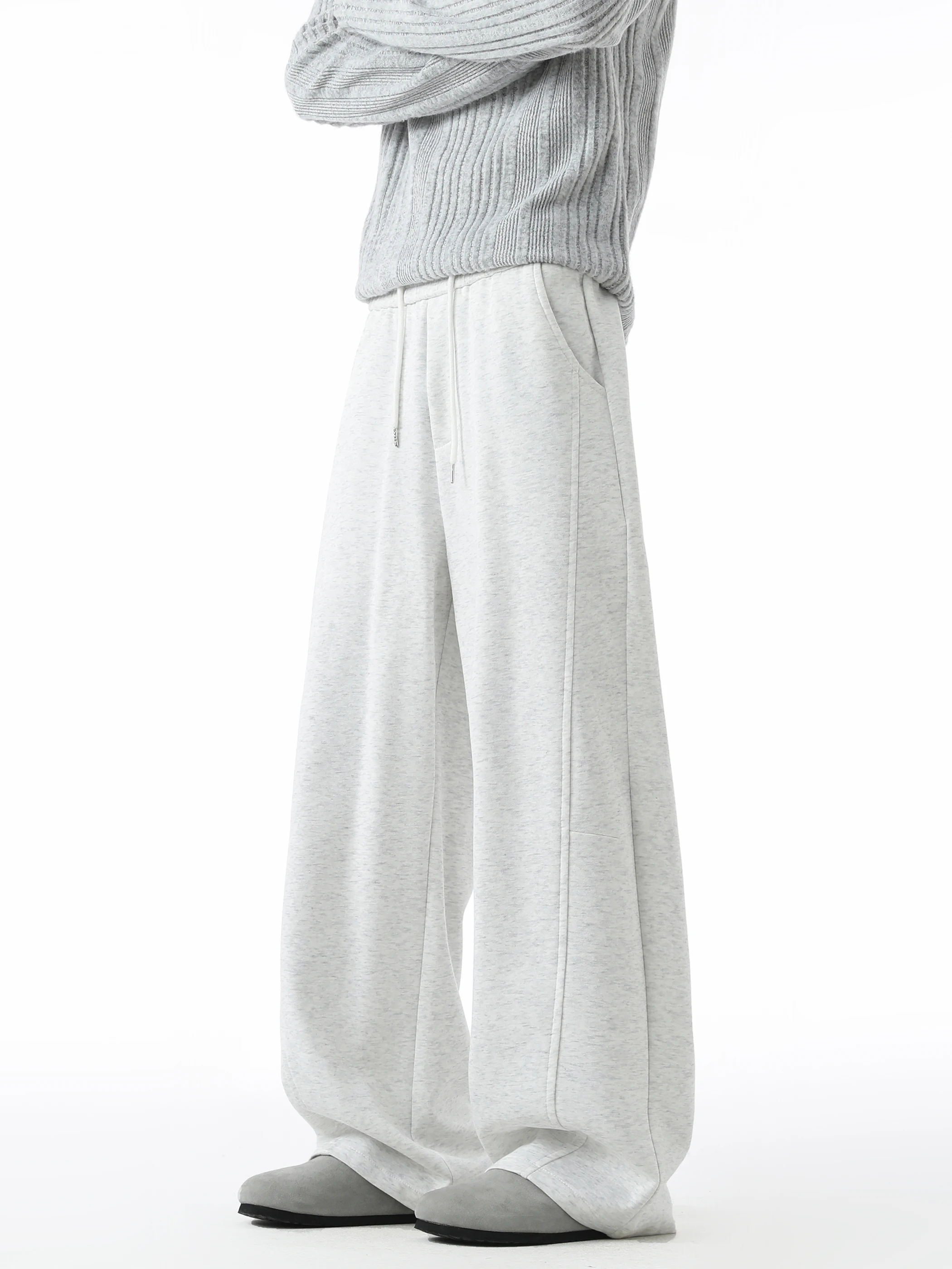 

ey White Flower Deconstructed Knife Casual Sports Pants Men's Loose Straight Leg Drapey Wide Leg Autumn Leisure Trousers