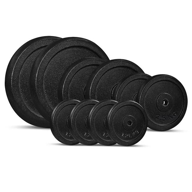 

2024 New Gym Exercise Equipment Weight Training Cast Iron Black Painted Barbell Disc Weight Plate