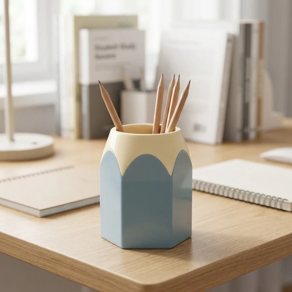Student Friendly Hexagonal Pen Holder in Four Colors for Organizing Writing Tools 8.5 6.5 10.5cm PP Material for Home Office Use