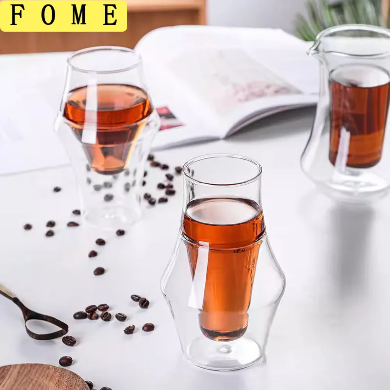 

FOME Double Walled Glass Cup Transparent Coffee Milk Mug Espresso Cup Home Brandy Wine Cocktail Glasses Tasting Cup