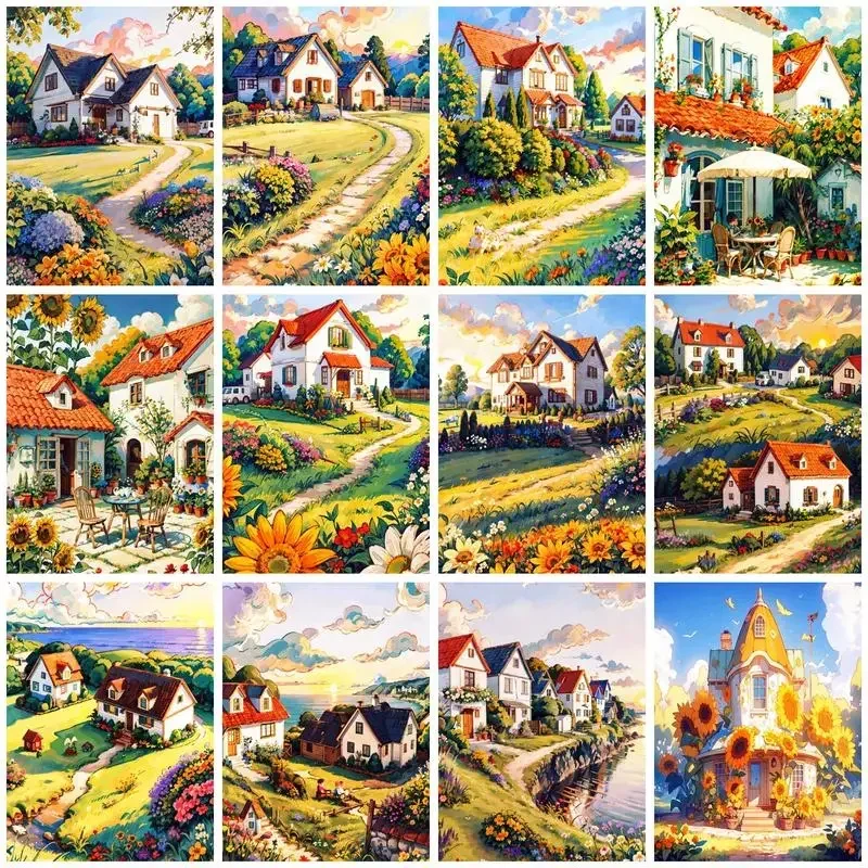 

597425 Paint By Numbers Landscape Drawing Set By Numbers Painting By Numbers On Canvas Handpainted Artwork Gifts Diy Decor