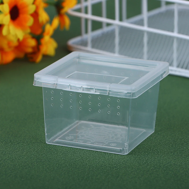 1Pc Square Transparent Plastic Reptile Insect Spider Breeding Feeding Box Container Tank Transport Case Hatching Tank