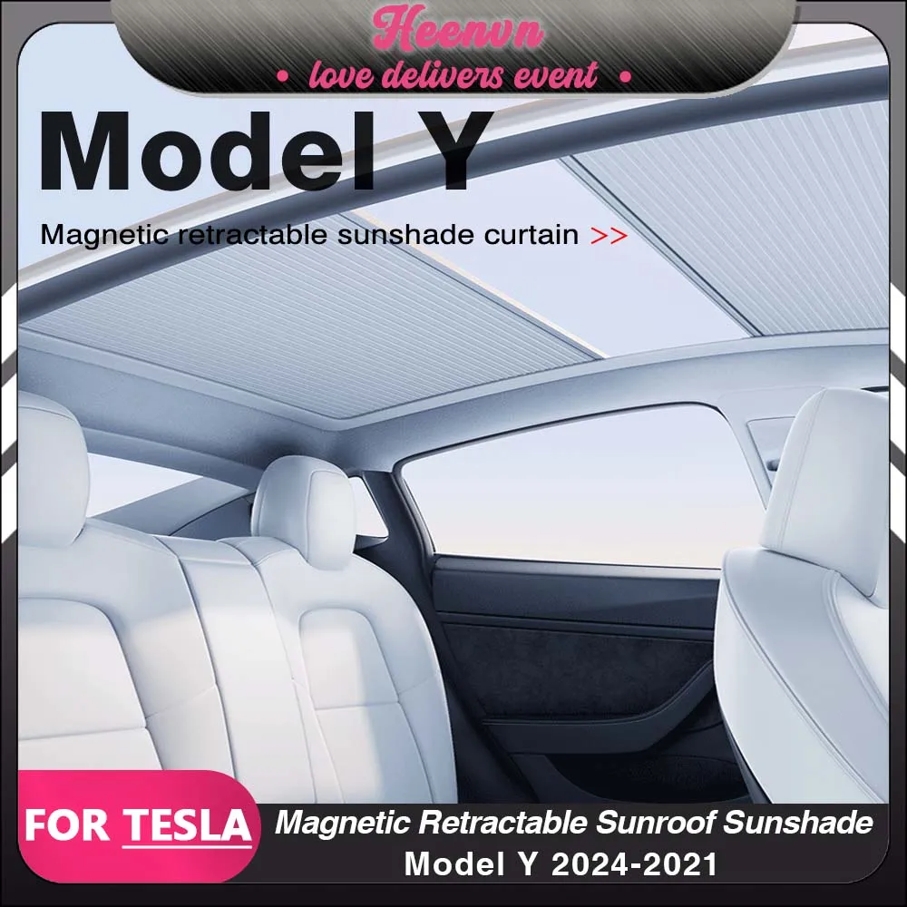 

Солнцезащитные козырьки для Tesla Model Y 2024, аксессуары, магнитный люк на крыше, выдвижной солнцезащитный козырек, модификация модели Y 2023 2022 2021