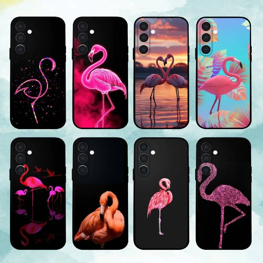 

F-Flamingo A-Artistic Pattern Phone Case For Samsung A73,A21s,A22,A31,A32,A52,A53,A71,A80,Soft Black Shell