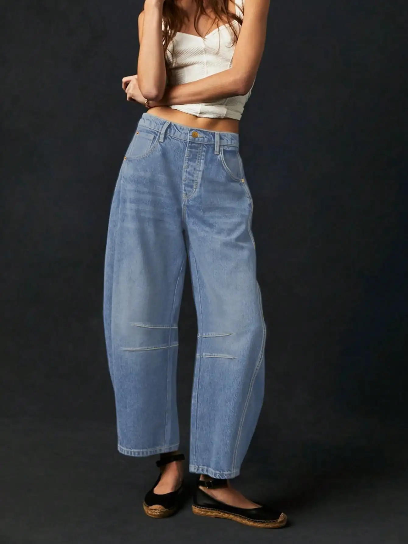 

Casual tapered jeans carrot pants autumn casual loose design sense denim cropped pants women