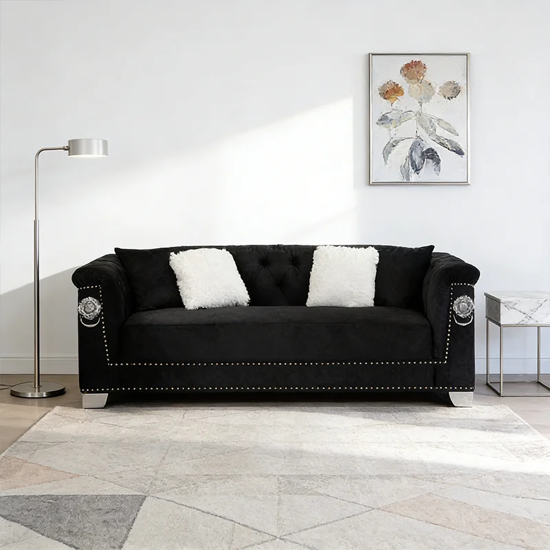 # Customized Modern Luxury Chesterfield Tufted Lion Head Ring Pull Sofa Set Living Room Furniture