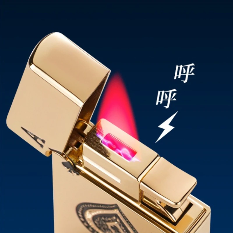 Ace of Spades Windproof Jet Lighter, Embossed Spade A Playing Card Inflatable Lighter with Red Flame Lighter Gift for Men