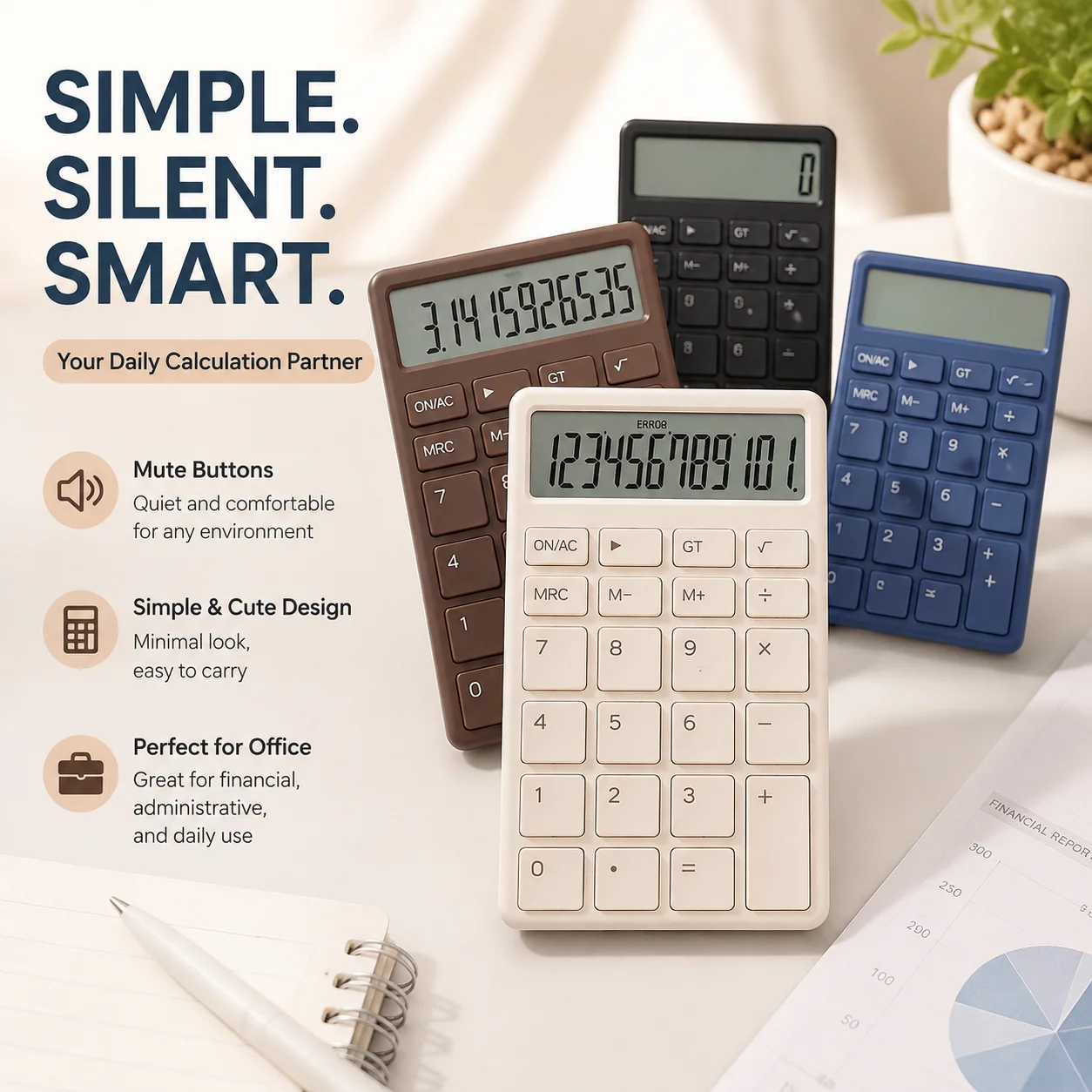 Scientific Calculator Cute Mute Simple Design for Office Financial Administrative Use Computer Calculator