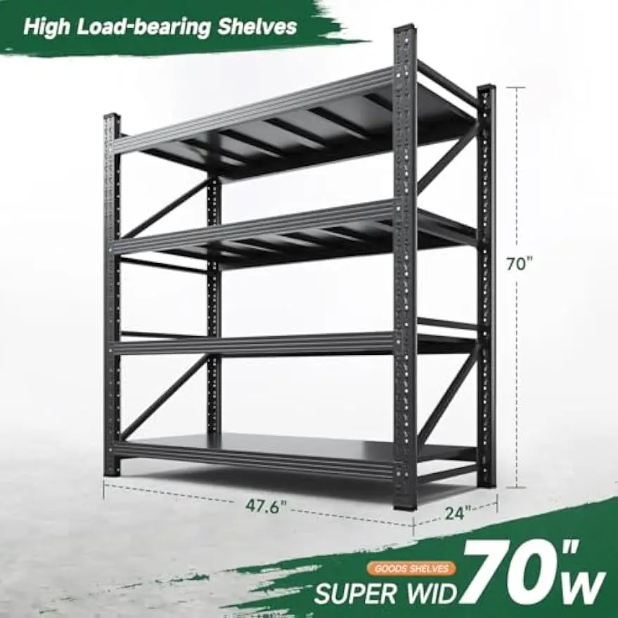 Heavy Duty 3000Lbs Storage Shelves 70 Inch Garage Shelving 4 Tier Adjustable Utility Rack Large Metal Industrial Units Shop Ware
