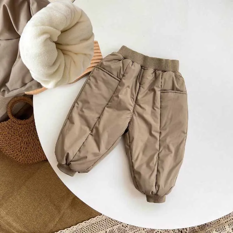 Pantalones de algodón para niñas y niños, pantalones cálidos de lana gruesa para invierno, pantalones de terciopelo acolchados para bebés, ropa para niños de 2 a 6 años