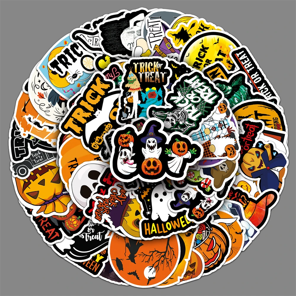 50pcs Cartoon Pumpkin Halloween Stickers DIY Decor for Phones Luggage Journals Gift