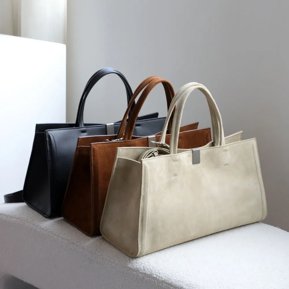 

Frosted Cowhide Elegant Minimalist Tote Handbag Old Money Style Fashionable One Shoulder Crossbody Casual Leather Women's Bag