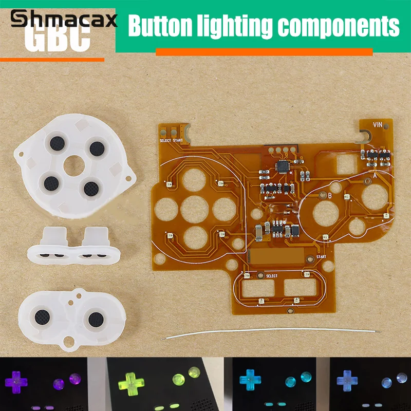 LED Button Light Kit For GameBoy Color LED Light Ribbon Board GBC DIY Button Light W/Rubber Pad