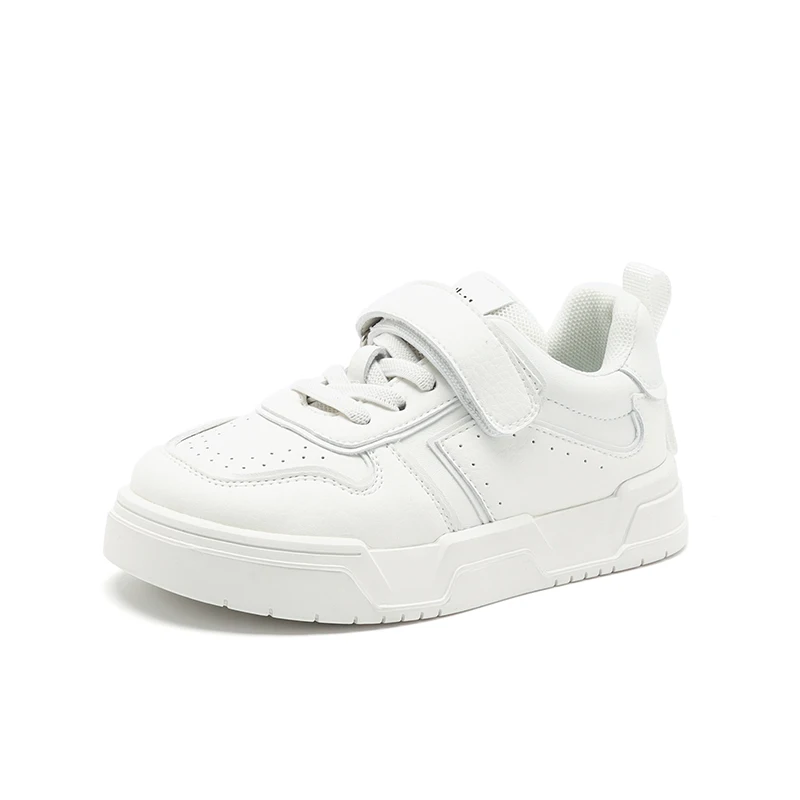 Zapatos de tablero de cuero para niños y niñas, zapatillas de deporte de suela suave, informales, color blanco, primavera y otoño, 2024