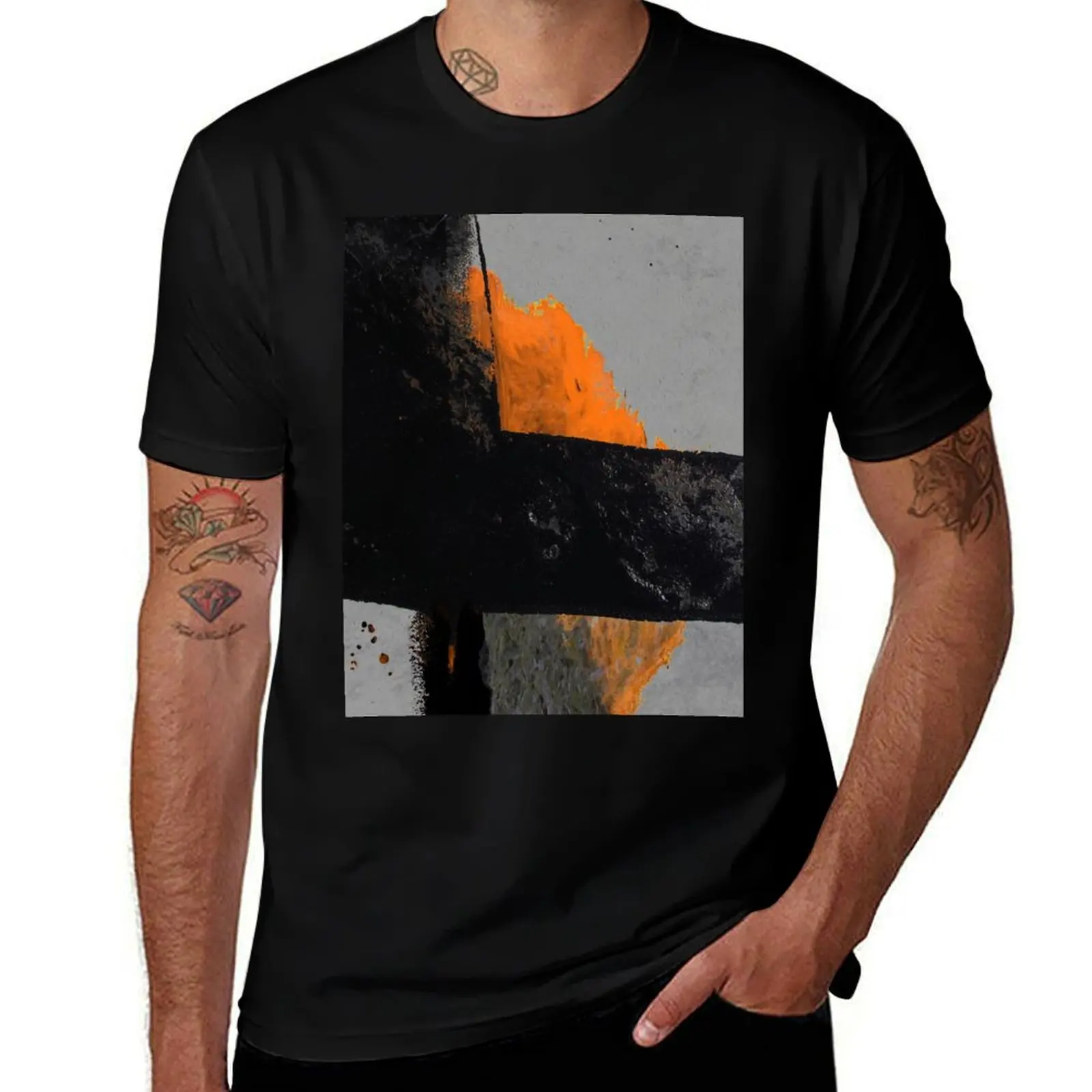 

Футболка Minimal Orange on Black, мужская однотонная мужская футболка для мужчин, футболка