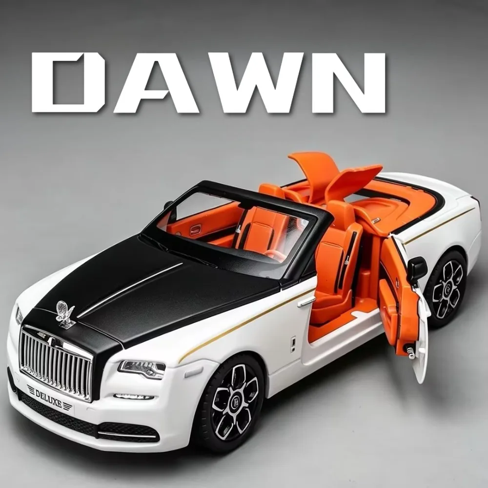 1:24 Scale Rolls-Royce Dawn Cullinan Model Car Toy Sound Light Doors Opened Wheel Steering Vehicles Models Holiday Celebrations