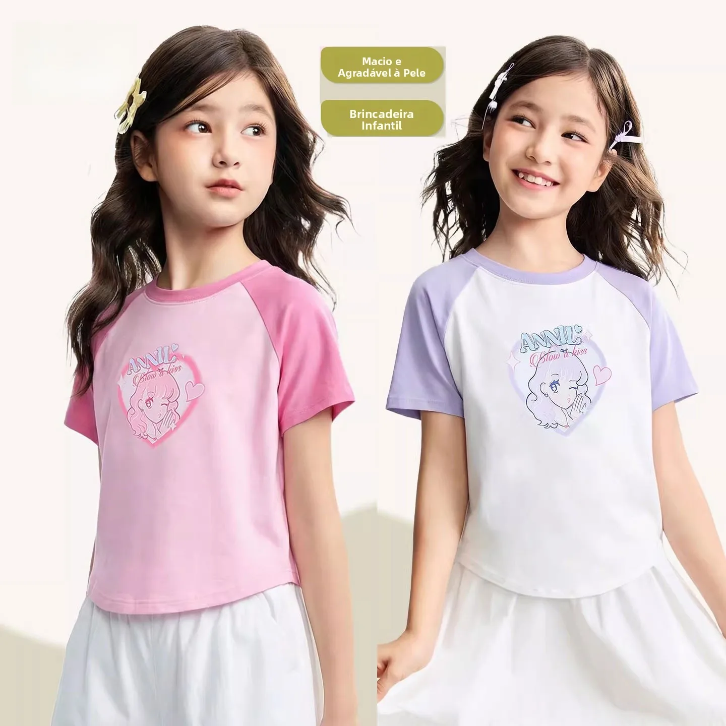 annil-children's-round-neck-short-sleeve-t-shirt-casual-sporty-top-for-girls-sweet-versatile-summer-new-arrival-cotton-polyes