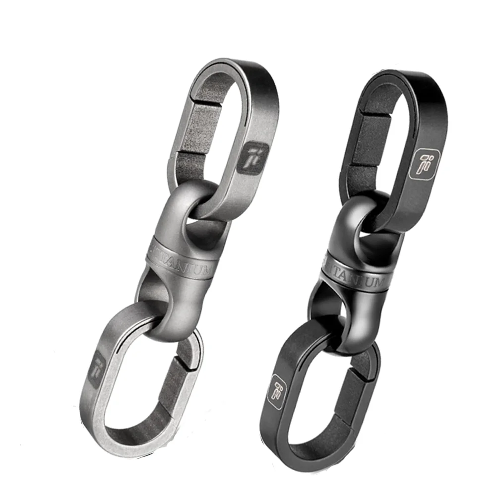 

Titanium Key Ring, Key Chain Rings Heavy Duty Swivel Keyrings Carabiner Keychain with 2 keyring