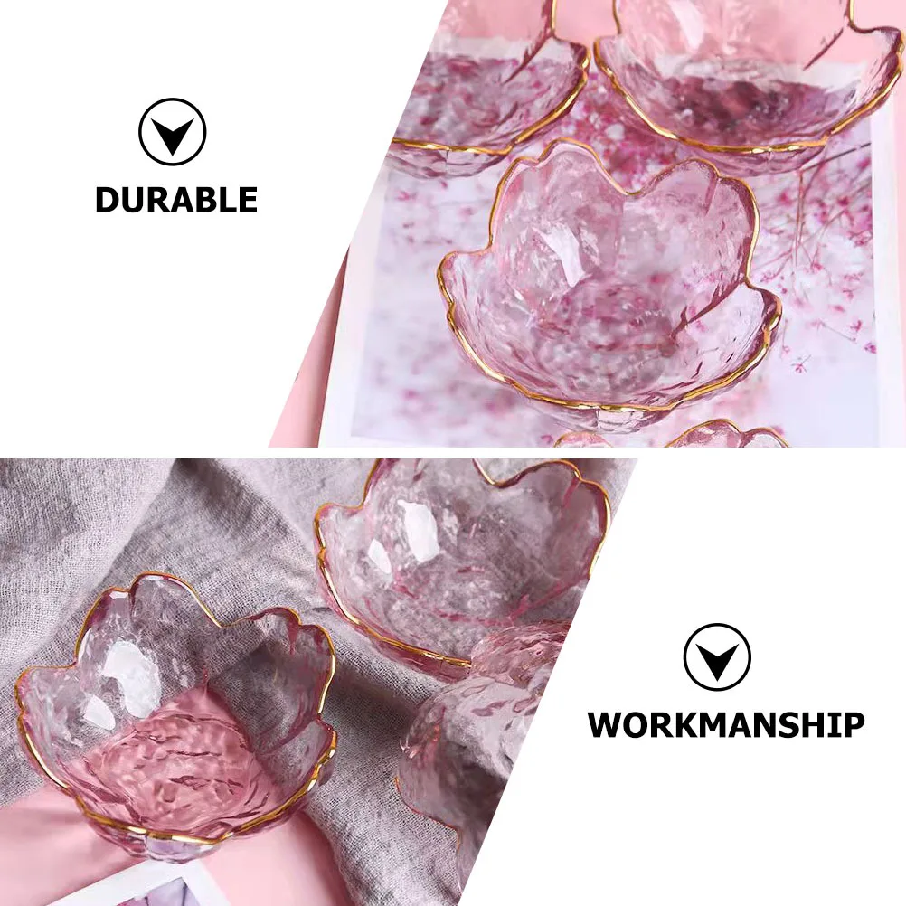 

6Pcs Flower Shape Glass Fruit Plate Unique Design Ornamental Food Serving Tray for Dessert Dip Sauce Snack Container