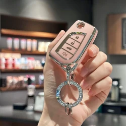 Key Fob Cover Bling Lanyard for Toyota Fortuner Tundra Camry RAV4 Highlander Corolla Smart Key Flip Key Case Protector