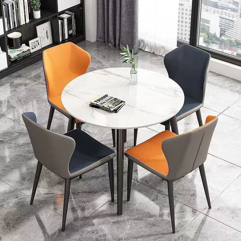 Italian Style, Negotiation, Slate, Square, Combination, Round, Dining Table, Household, Reception, Small Apartment, Modern Chair