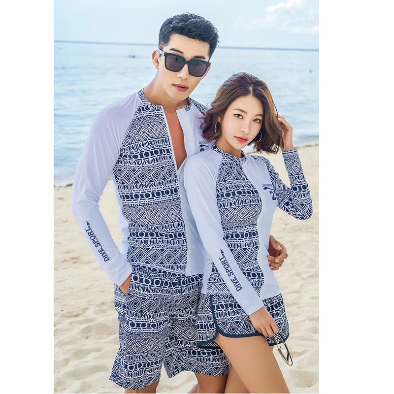 

Women's Men's Rash Guard Tops & Bottom Long Sleeve Bathing Suits Printed UV Sun Protection Swim Shirt/Shorts/Bra/Trunks Tankini