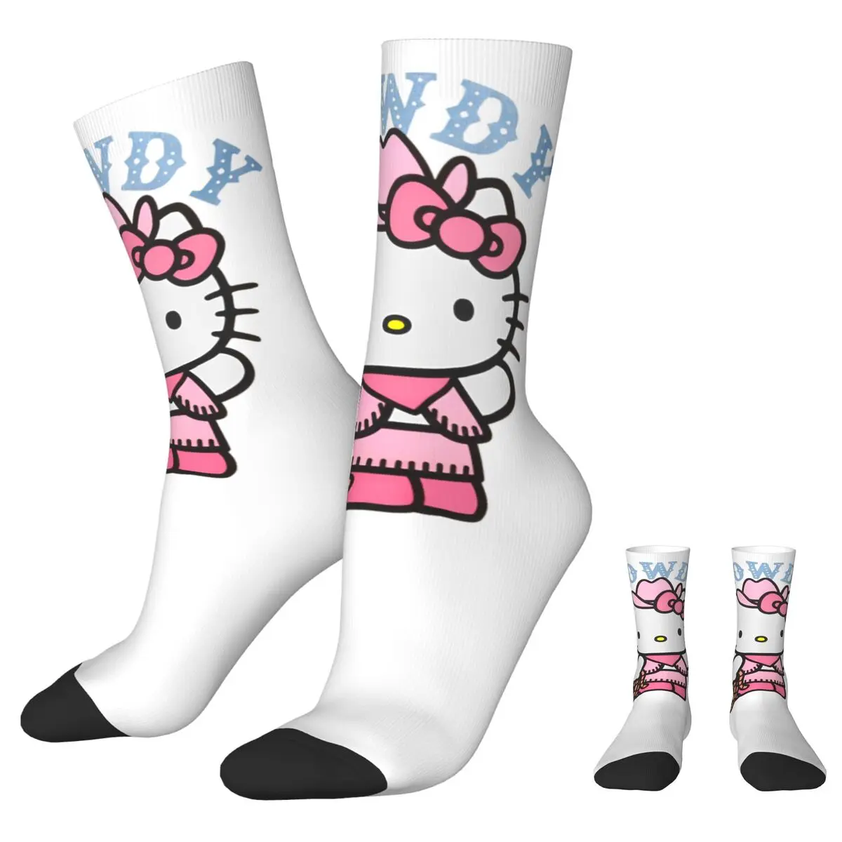 

Cowboy Hello Kitty Howdy Guest Socks Men's Women's Polyester Casual Socks Crazy Spring Summer Autumn Winter Socks Gift