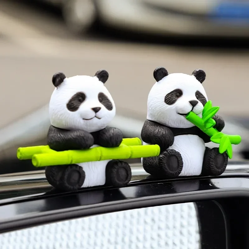 New Interesting Car Ornament Cute Little Panda Figurine Auto Centre Console Dashboard Decoration Micro Landscape DIY Accessories